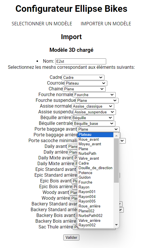 Photo importation modèle